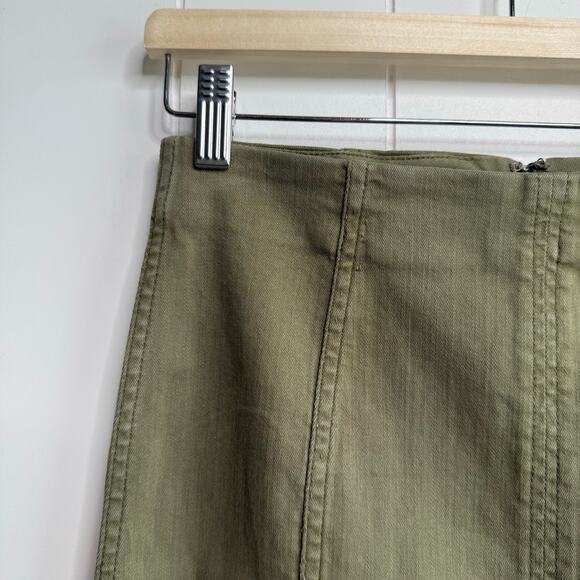 Free People mini skirt stretchy military green boho 4 - Picture 4 of 8